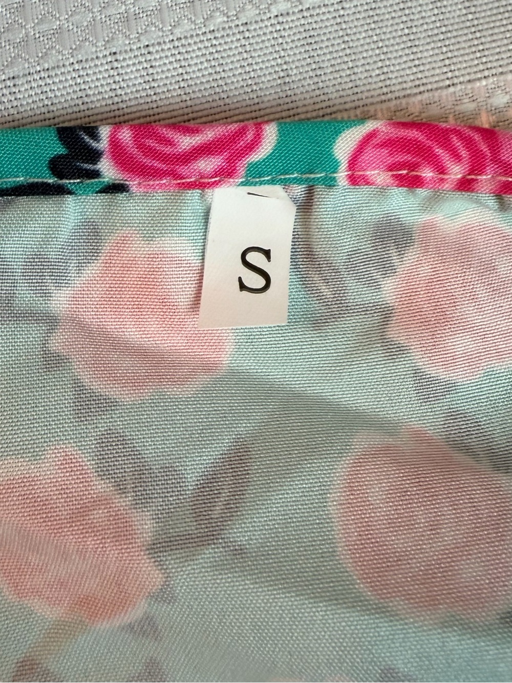 Green Floral Tie-Neck Maxi Dress with Pink Print - Picture 4 of 4